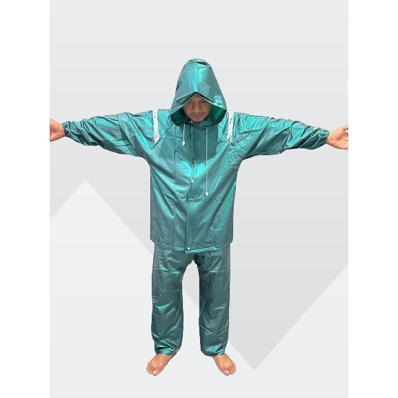 Jas Hujan jaket celana RX7 XXL Hijau Metalik