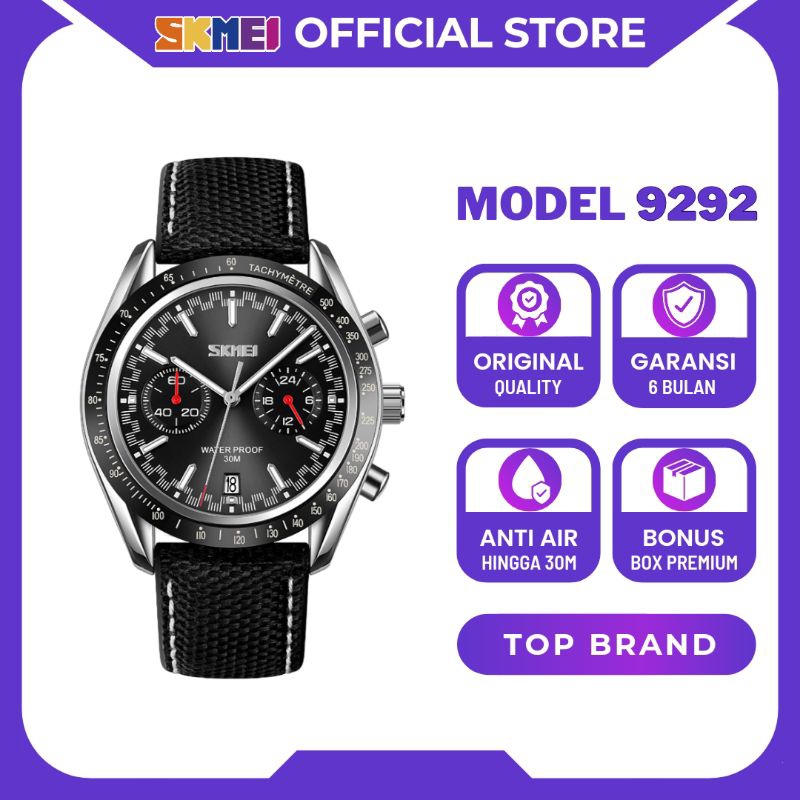 SKMEI Jam Tangan Pria Analog Tachymeter Elegan Anti Air 9292 Original