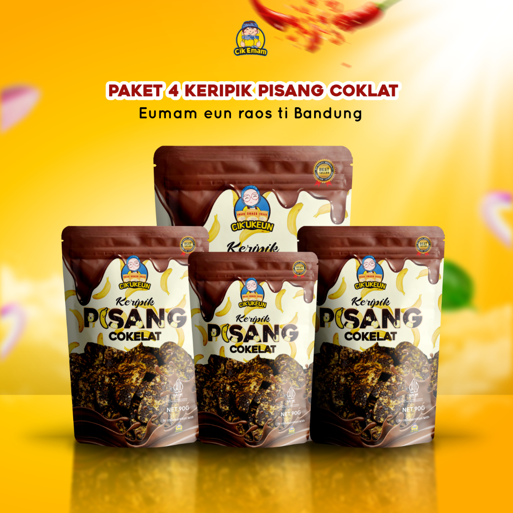 

CIKUKEUN X CIKEMAM - Paket Keripik Pisang Coklat Bundling 4 Keripik Pisang Cokelat Lumer Manis Renyah