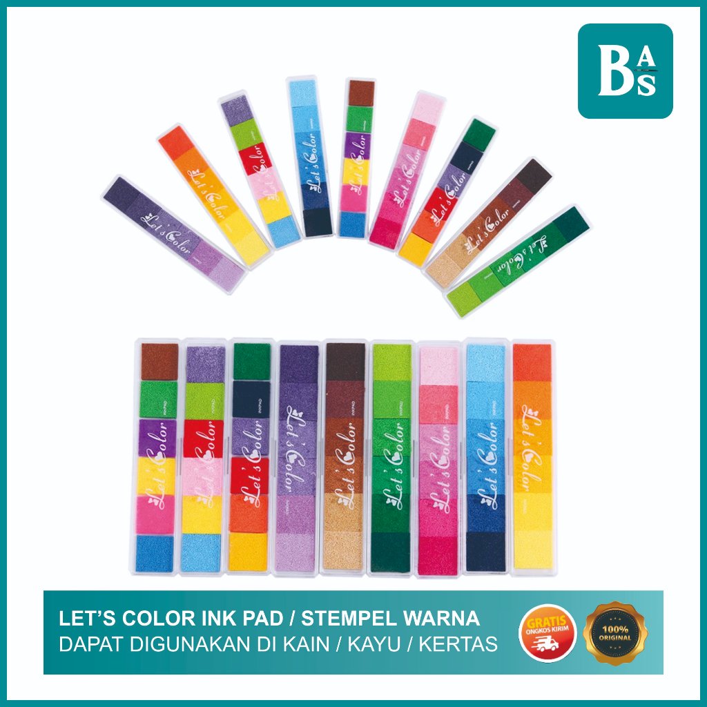 

Let's Color Ink Stamp Pad Set 6 / Tinta Stempel Warna-Warni / Bisa untuk Kain, Kertas, Kayu DLL / Peralatan Menggambar dari Bali Art Supplies