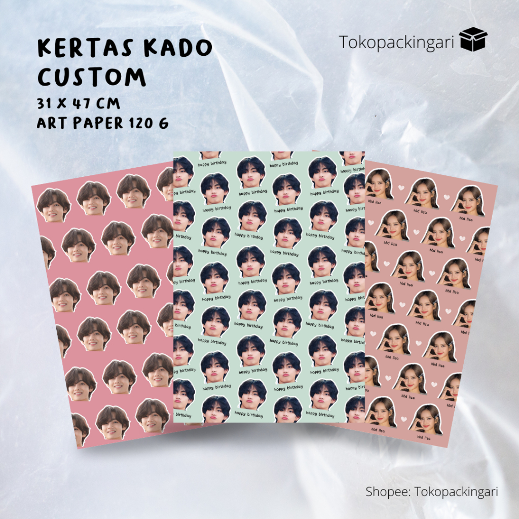 

Kertas Kado Custom Wajah | Kertas Kado Muka Ayang | Kertas Kado Custom Kekinian
