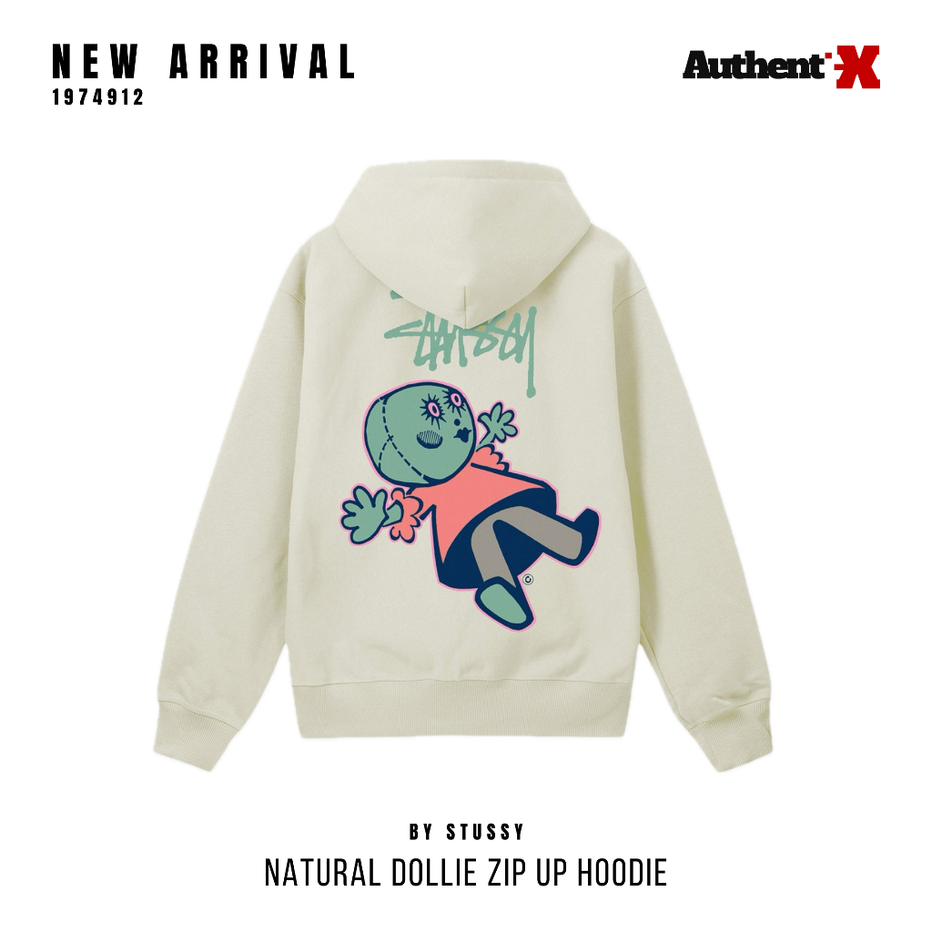 STUSSY DOLLIE ZIP HOODIE - NATURAL