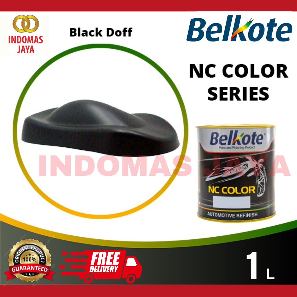 Cat Duco Nc Black Doff Belkote - Belkote NC Color Series - Solid, Hitam Doff, 1L (Cat Duco / Cat Mob
