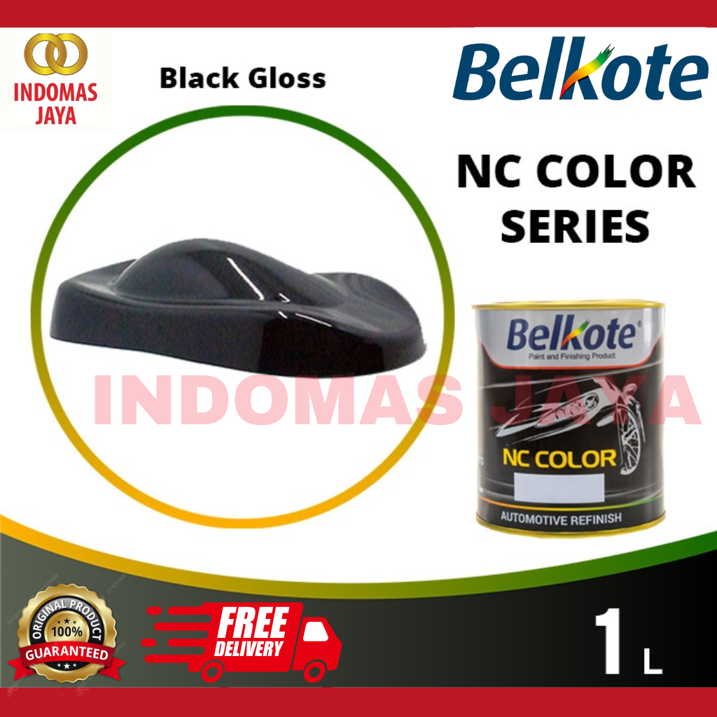 Cat Duco Nc Belkote Black Gloss - Belkote NC Color Series - Solid, Hitam Gloss, 1L (Cat Duco / Cat M