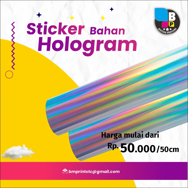 

CETAK STICKER INDOOR BAHAN HOLOGRAM ROLL METERAN (FILE SIAP CETAK)
