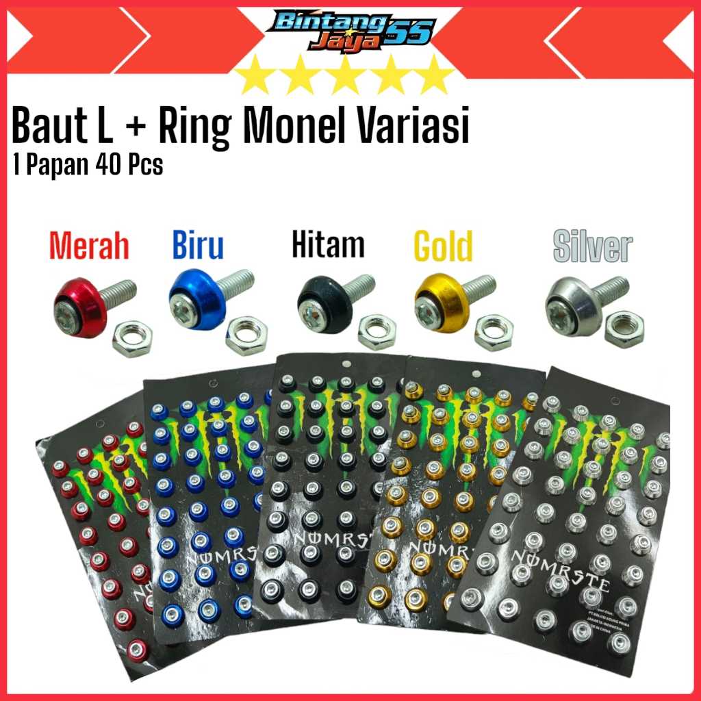 BAUT PLAT MOTOR BAUT POSH OBENG MODEL BINTANG SATU SET ISI 40 PCS UNIVERSAL