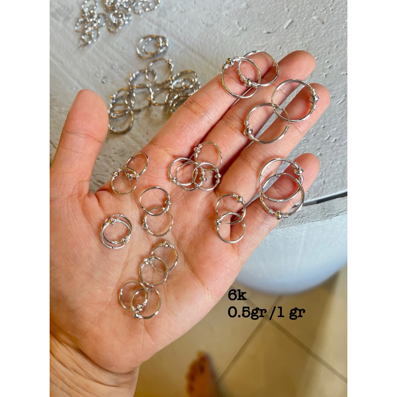 Anting ring gipsy bulat pentol mas putih