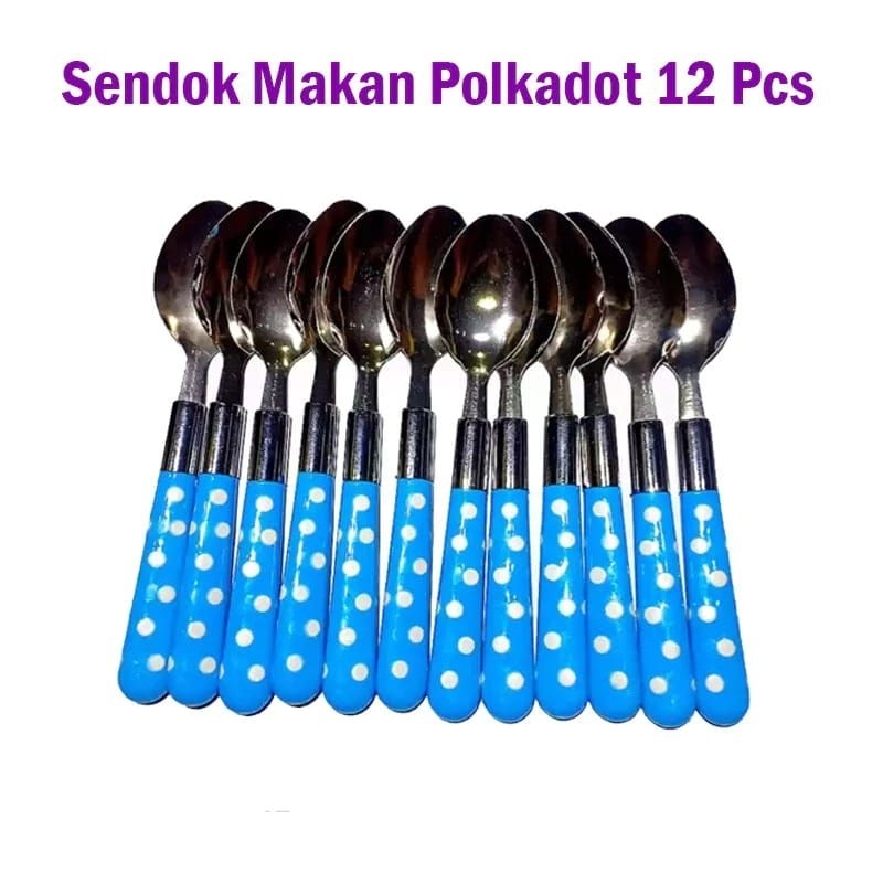 Sendok Makan Polkadot 12 Pcs/ Garbu Makan Polkadot 12 Pcs