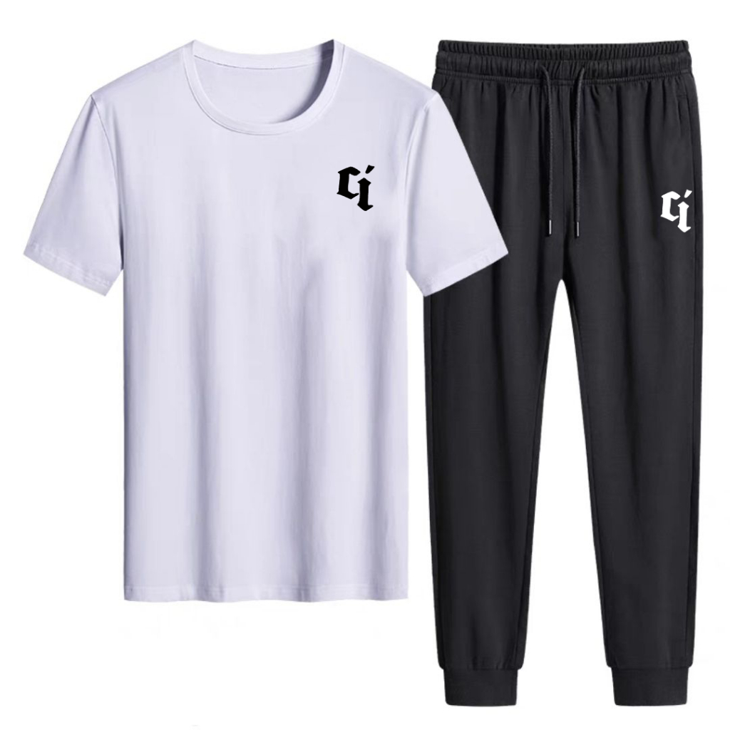 new set [celana panjang pria + baju pria + celana pendek = 3pcs] / kaos distro / kaos pria / celana