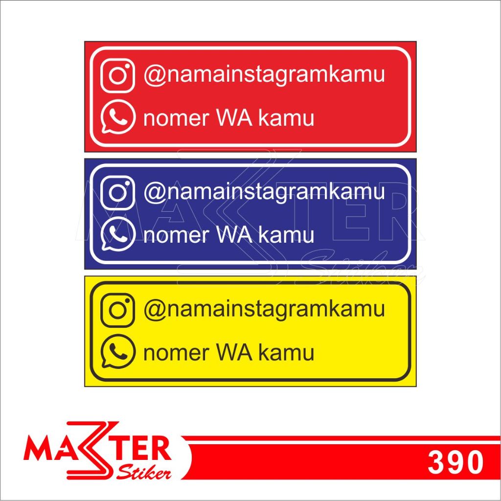 

390 - Stiker Nama Akun Medsos dan WA, Sticker Vinyl, Tahan Air, Termurah, dan Bisa Custom