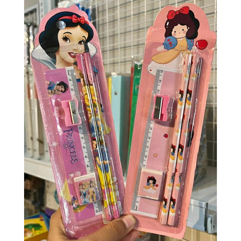 

#Qreinashop Set alat Tulis 5 in 1 (2 Pensil, penggaris, penghapus, rautan)