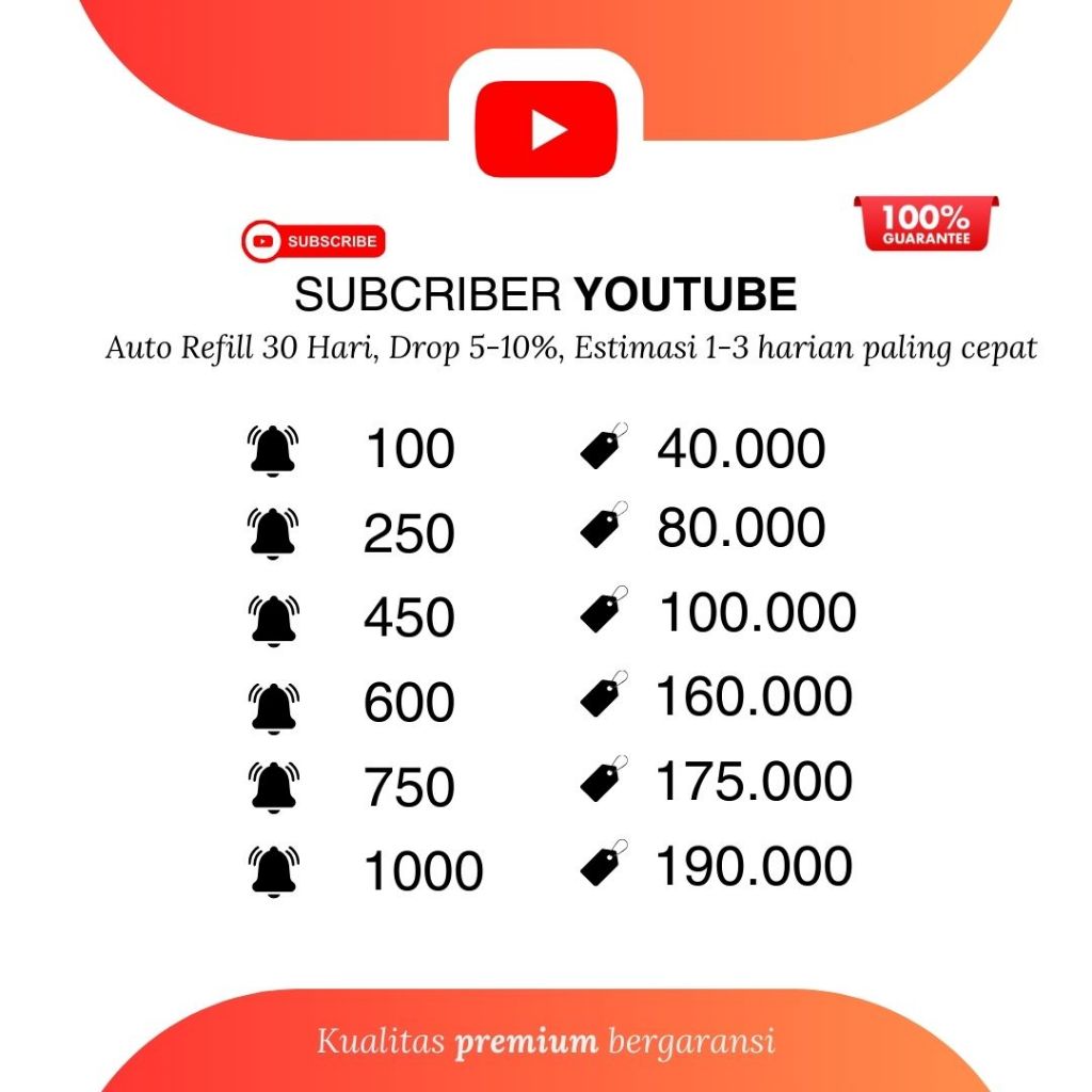 Subscriber Youtube/Penambah Subscriber/Booster Subscriber