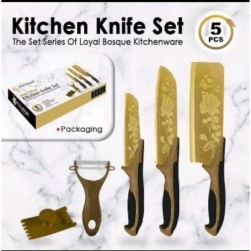 Kitchen Knife Set Rose Gold | Pisau Dapur Set