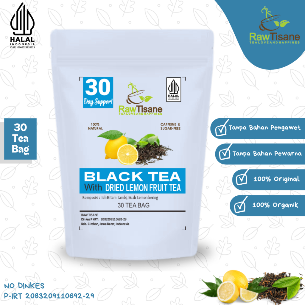 

RAW TISANE Black Tea Lemon : Teh Hitam & Buah Lemon Kering Isi 30 Tea Bag