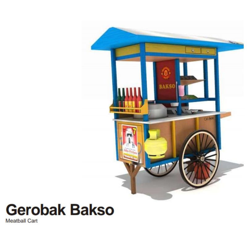 Papercraft pola mainan gerobak bakso (PR-K3)