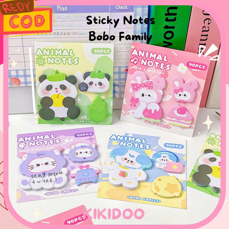 

Kikidoo Sticky Notes 3in1 Animal Bobo Family Memo Kawai 90lembar RT216