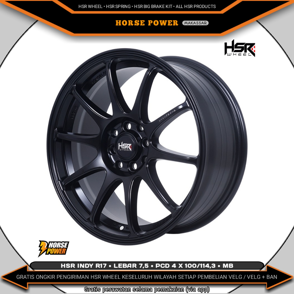 Velg R17 • Mobil 4 Baut Roda • Pcd 4 x 100/114,3 • Hsr Indy
