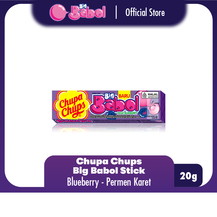 

Chupa Chups Big Babol Blueberry Stick 20g - Permen Karet Rasa Blueberi 1pc