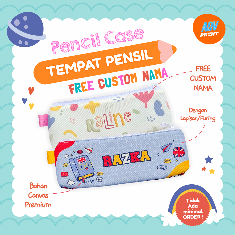 

PENCIL CASE / TEMPAT PENSIL / CUSTOM NAMA