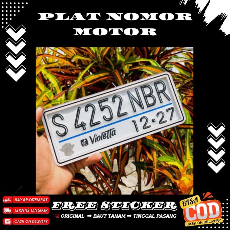 PLAT NOMOR MOTOR WARNA PUTIH//PLAT NOMOR MOTOR BAUT TANAM//PLAT NOMOR BAUT TANAM