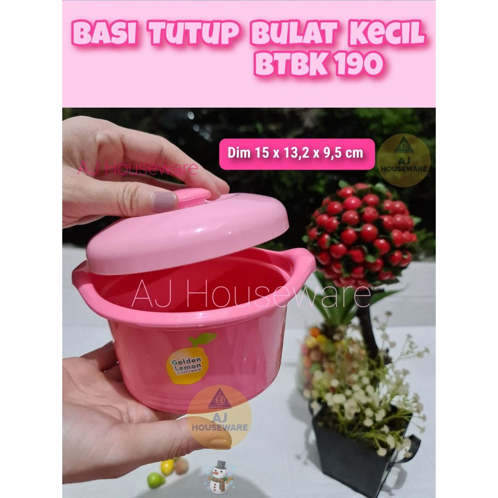 BTBK 190 BASI TUTUP BULAT KECIL 15 CM PINK / MANGKOK TUTUP 500 ML GOLDEN LEMON