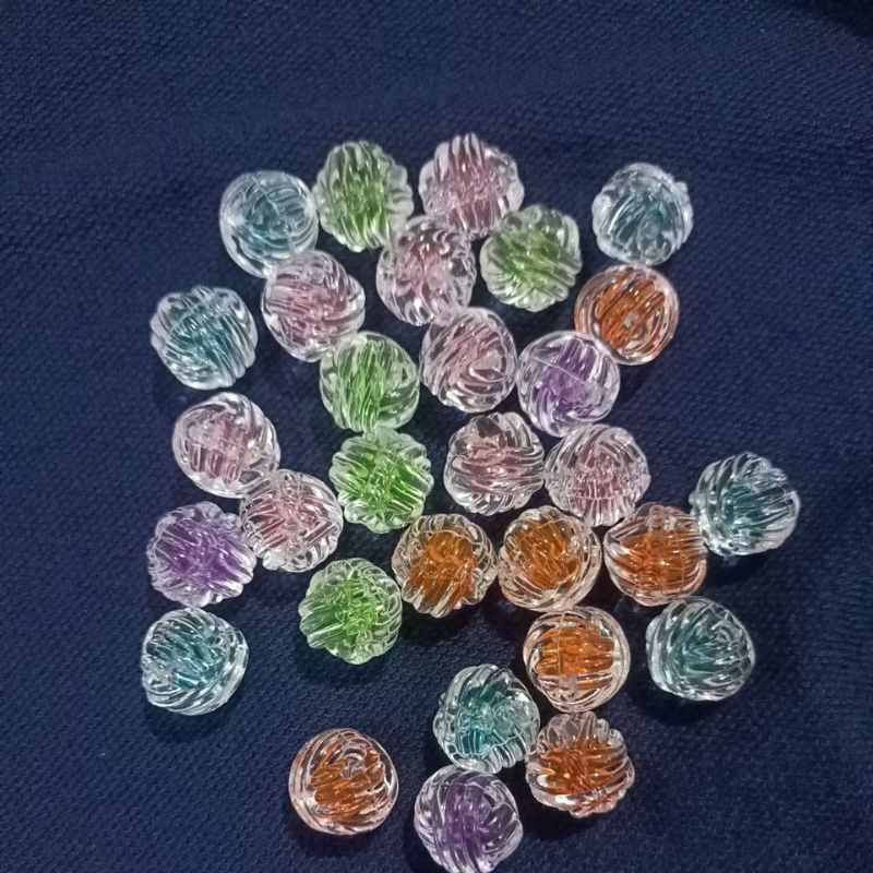 Manik 16mm bola garis kaca isi mix warna isi 1 pon