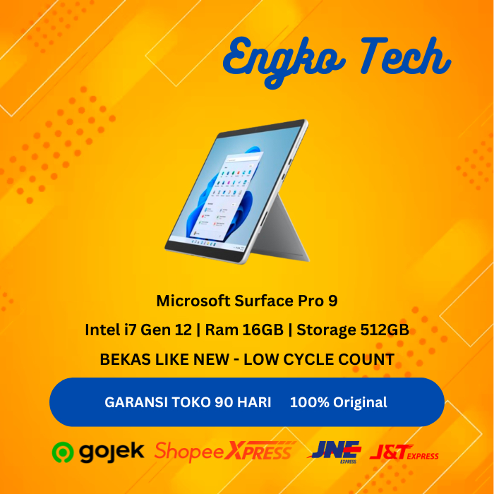 Surface Pro 9 Intel i7 16GB RAM 512GB SSD Bekas Like New
