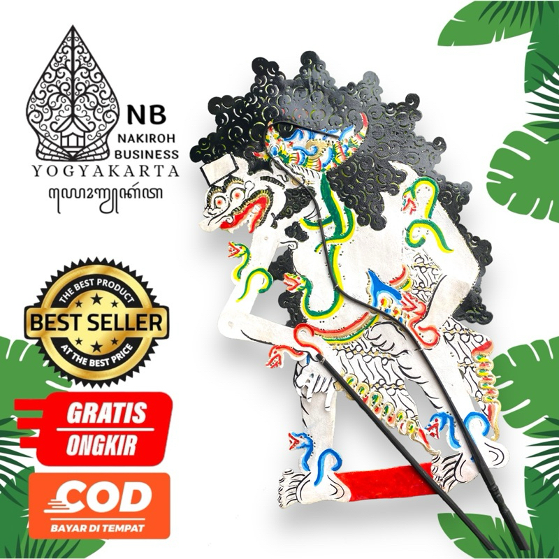 NAKIROHBUSINESS Wayang Kulit Asli BOLOSEWU AMRAL -+ 45 cm / Wayang Kulit Buto Amral Halus