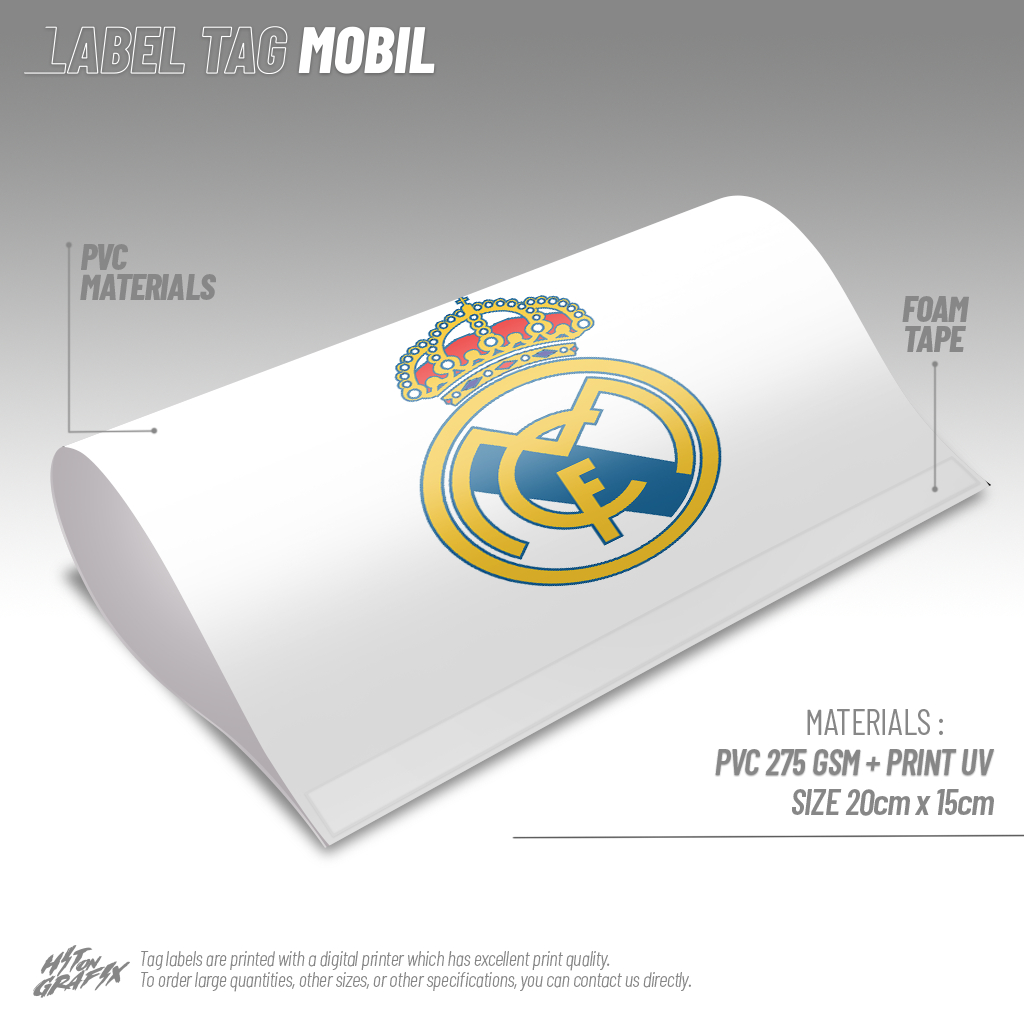 Label Tag Mobil REAL MADRID Variasi Penutup Pintu Bagasi Hiasan Stiker Lego Mobil Viral