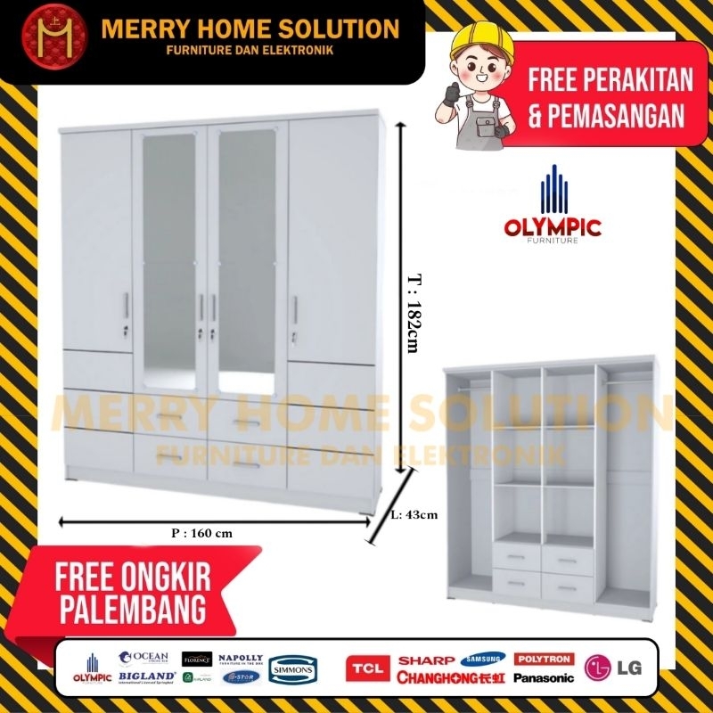 Lemari pakaian minimalis 4pintu olympic gstar lemari pakaian jumbo furniture palembang