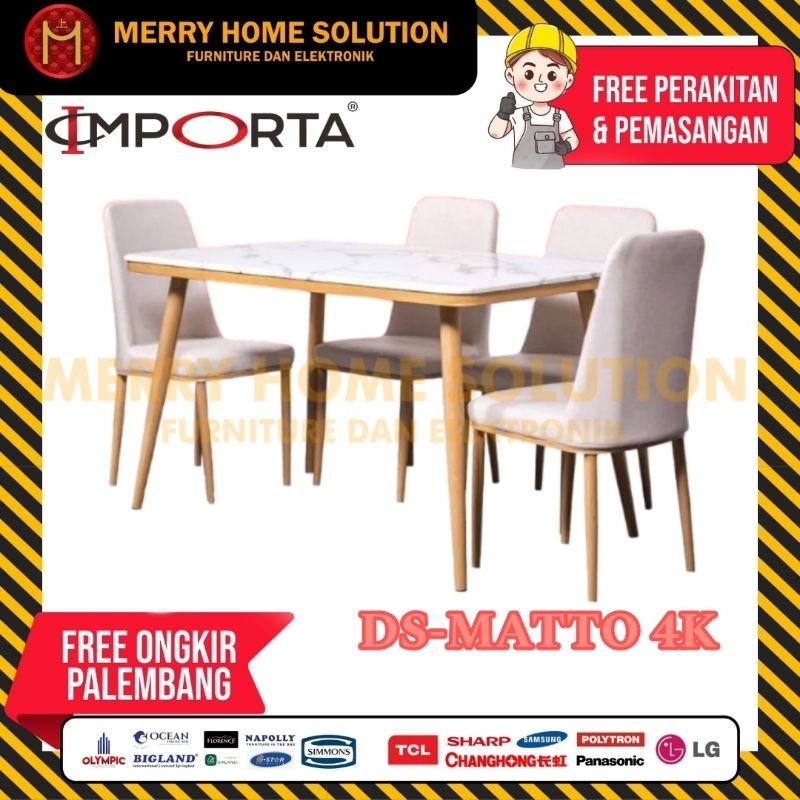meja makan marmer importa 4 kursi / meja makan DS ROKU furniture palembang