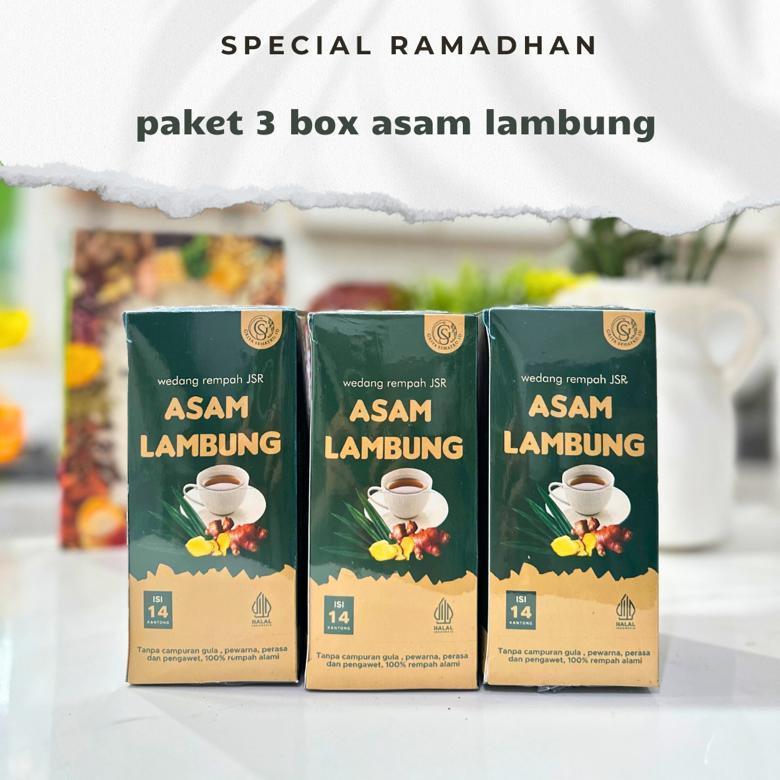 

PAKET HEMAT 3 box wedang Rempah JSR ASAM LAMBUNG 100 % Rempah Alami