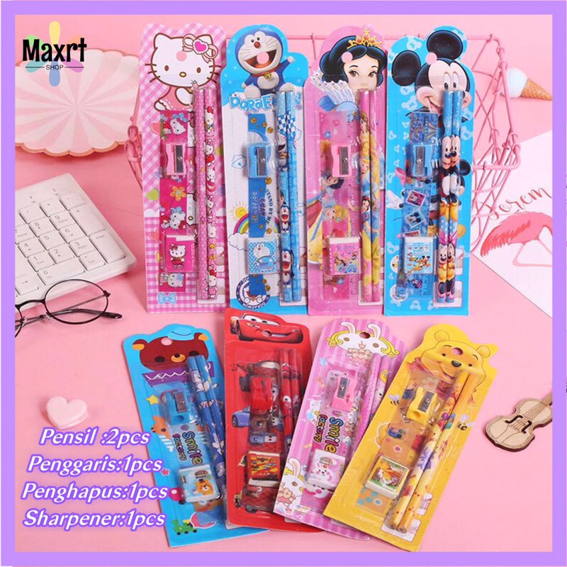 

Set Alat Tulis 5 in 1 Cocok Untuk Tempat Pensil Penggaris Penghapus Lengkap Kartun Pengserut Penghapus Penggaris Masuk Kotak Pensil Stationery Anak Laki laki Perempuan Perlengkapan Sekolah