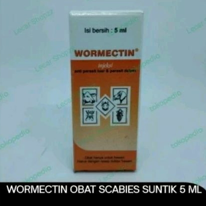 WORMECTIN OBAT SCABIES SUNTIK INJEKSI KUTU JAMUR KUCING KELINCI 5 ML