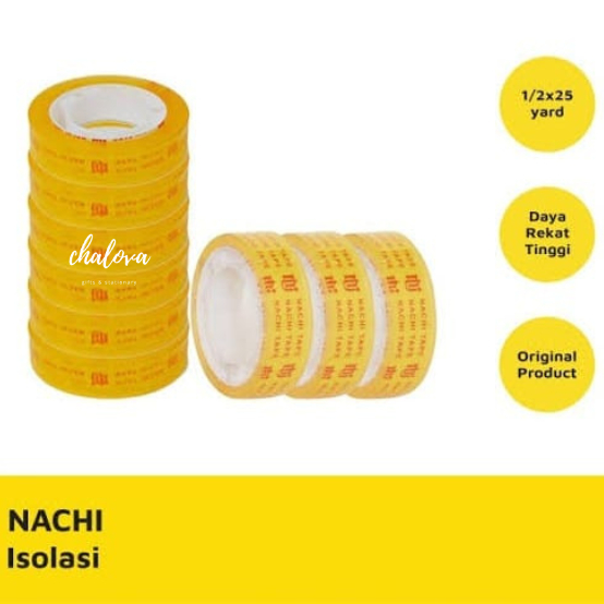 

[PCS] ISOLASI NACHI KECIL TRANSPARAN/ SELOTIP/ STATIONERY TAPE 12 MM X 25 YARD
