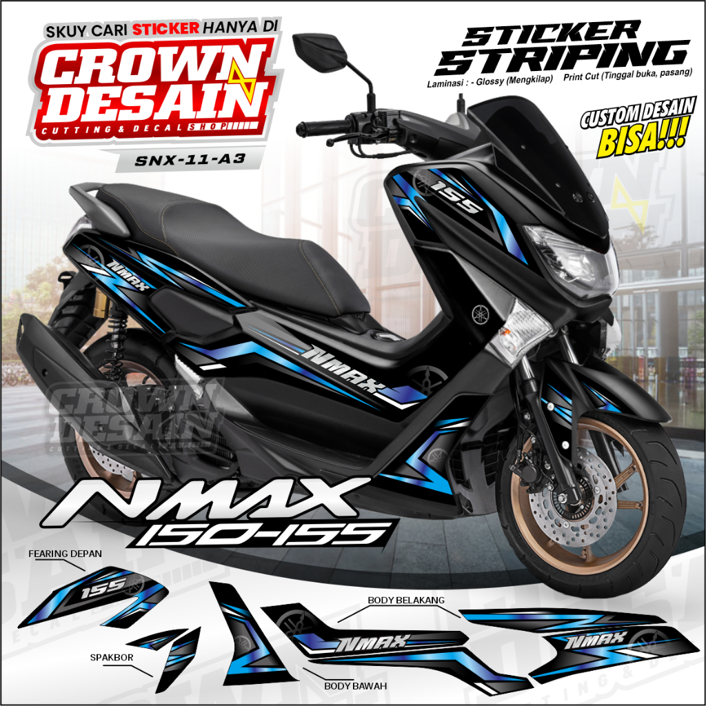 Striping NMAX 155 Old Variasi Semifull Desain Minimalis - Stiker NMAX 155 Old Bisa Custom Desain SNX