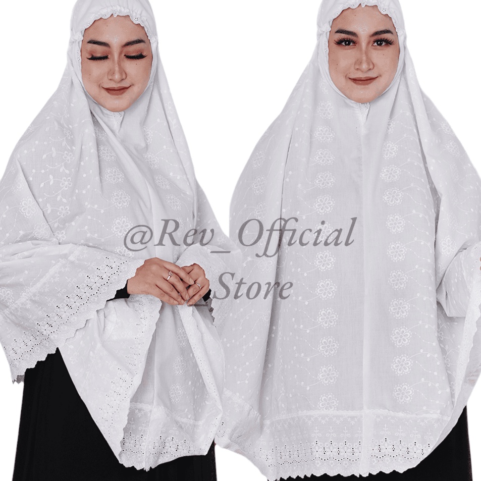 Diskon Terkini  BERGO JEPANG RENDA KATUN SUPER JUMBO PUTIH  Perlengkapan Haji Umroh Wanita