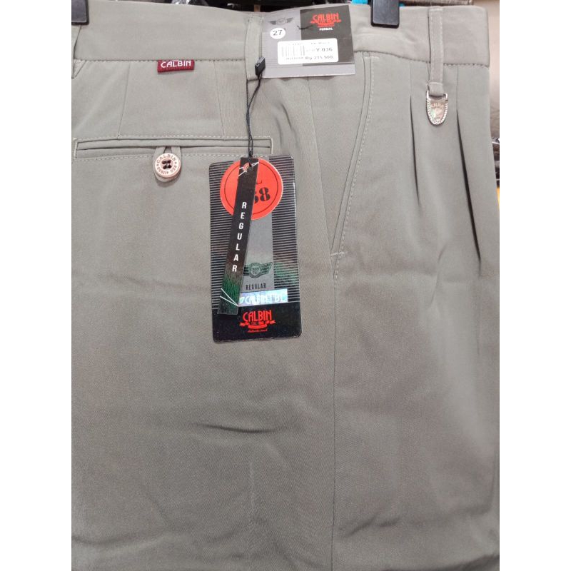 celana bahan pria merk calbin warna krem muda