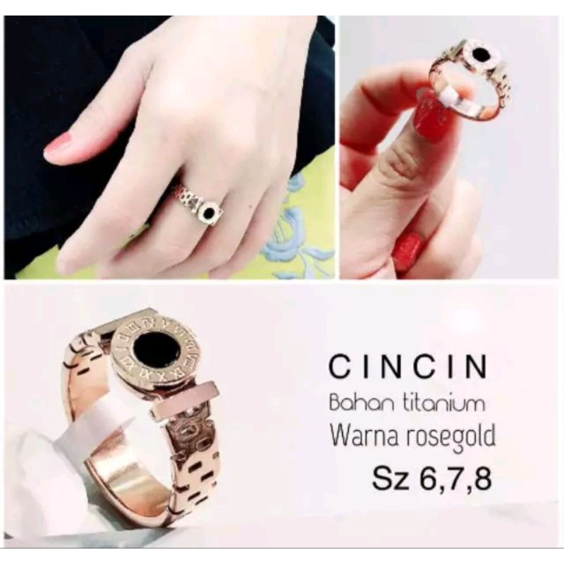 Cincin wanita bvl mata hitam motif