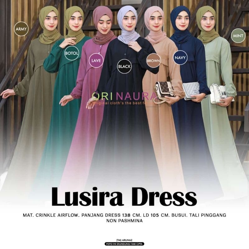 Gamis Crinkle Simpel Elegant || Lusira Dress By Ori Naura