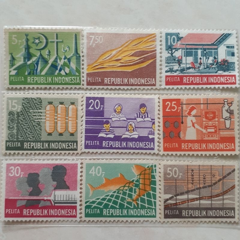 

(A) Perangko Indonesia Pelita Tahun 1969 set 9pcs mint