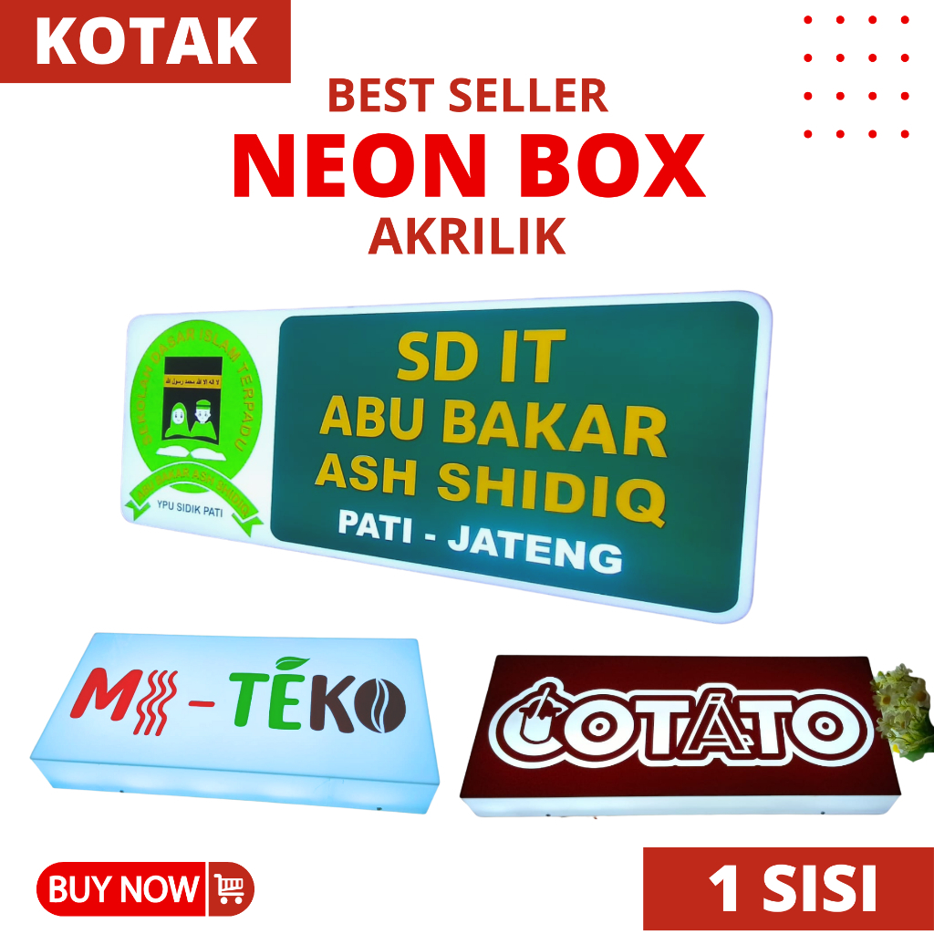 Neon box akrilik kotak 1 sisi / neon box / neon box akrilik / neon box cafe / papan nama / shopsign
