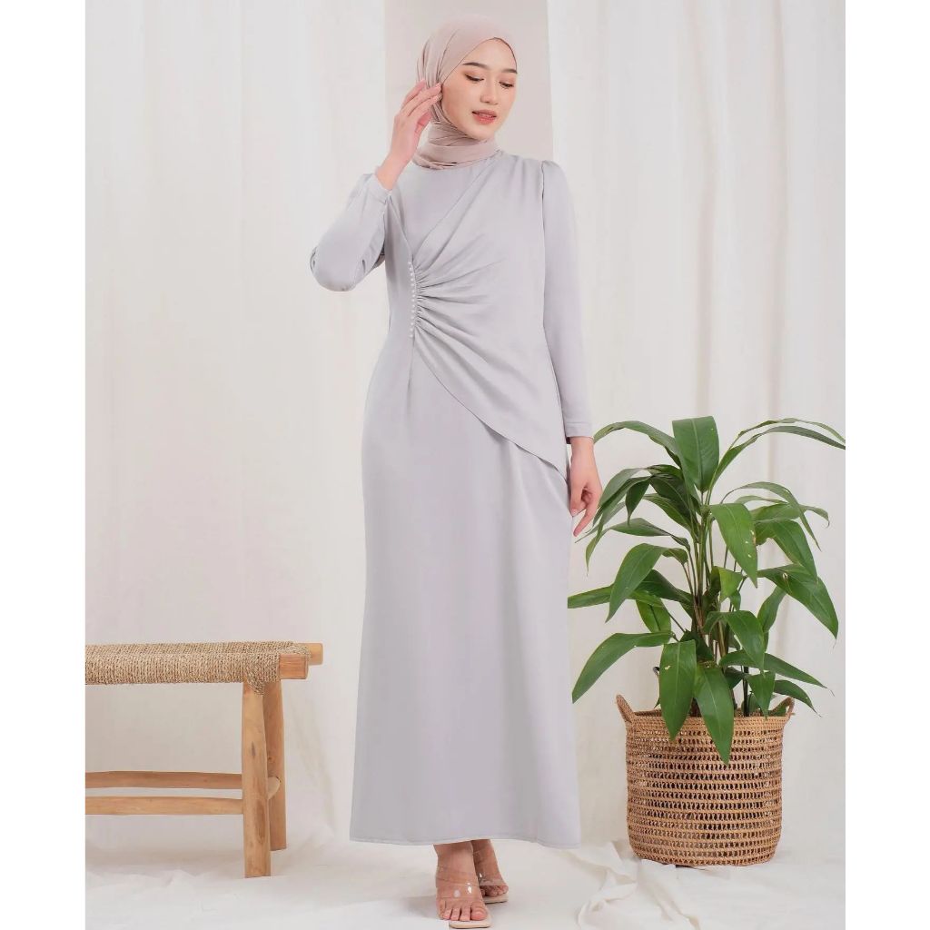 Zakiyah Dress Bahan Maxmara Luxury Gamis Wanita Terbaru 2024 Kekinian Gamis Pesta Mewah Elegan Dress