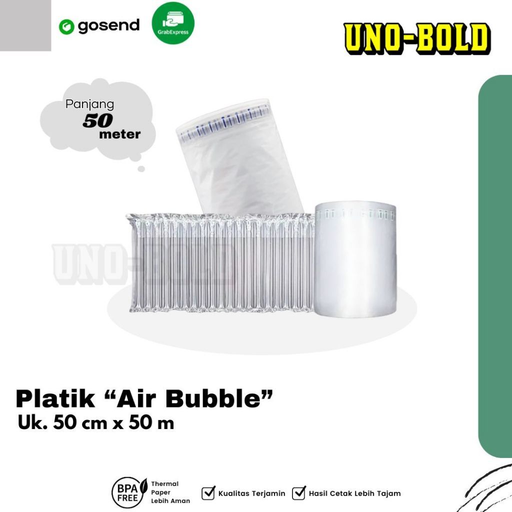 

Inflatable Air Bubble 50cm X 50m Cushion Wrap Fo-Air / Bubble Wrap Angin Tebal Roll / Poly Air Bubble