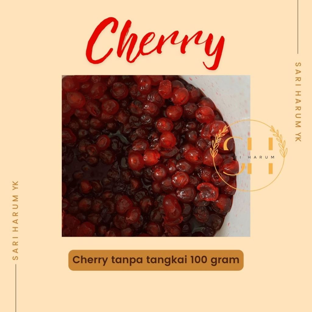 

Buah cherry tanpa tangkai | cherry merah | hiasan kue | manisan cherry | 100 gram