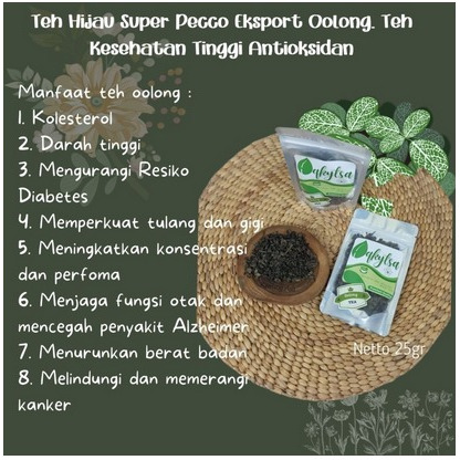 

Teh Hijau Super Pecco Eksport Oolong. Teh Kesehatan Tinggi Antioksidan