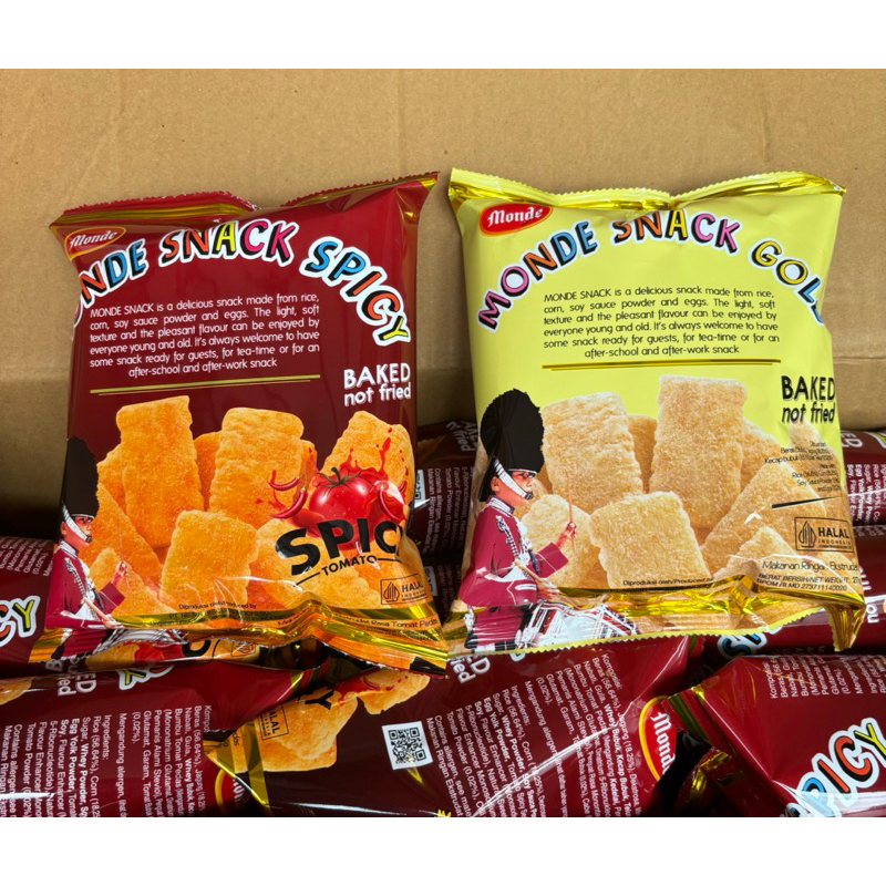 

agen distributor makanan ringan cemilan monde snack gold 30gr spicy murah