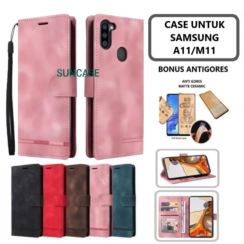 Casing hp SAMSUNG A11 M11 model flip dompet softcase premium ada tali dan dapat anti gores