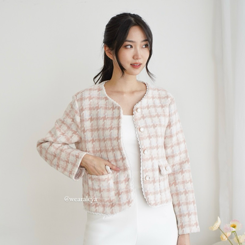 [Wear Aleya] BIG SIZE - Hae Rim Velvet Tweed Blazer