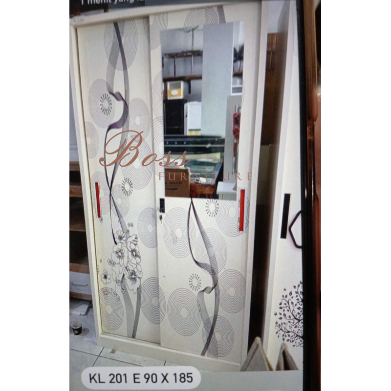 Lemari Pakaian Besi Impor Stainless Steel Motif Sliding 90